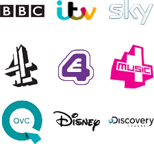 Channels we've worked for include the BBC, ITV, SKY, Channel 4, E4, 4 Music, QVC, Disney and the Discovery Channel
